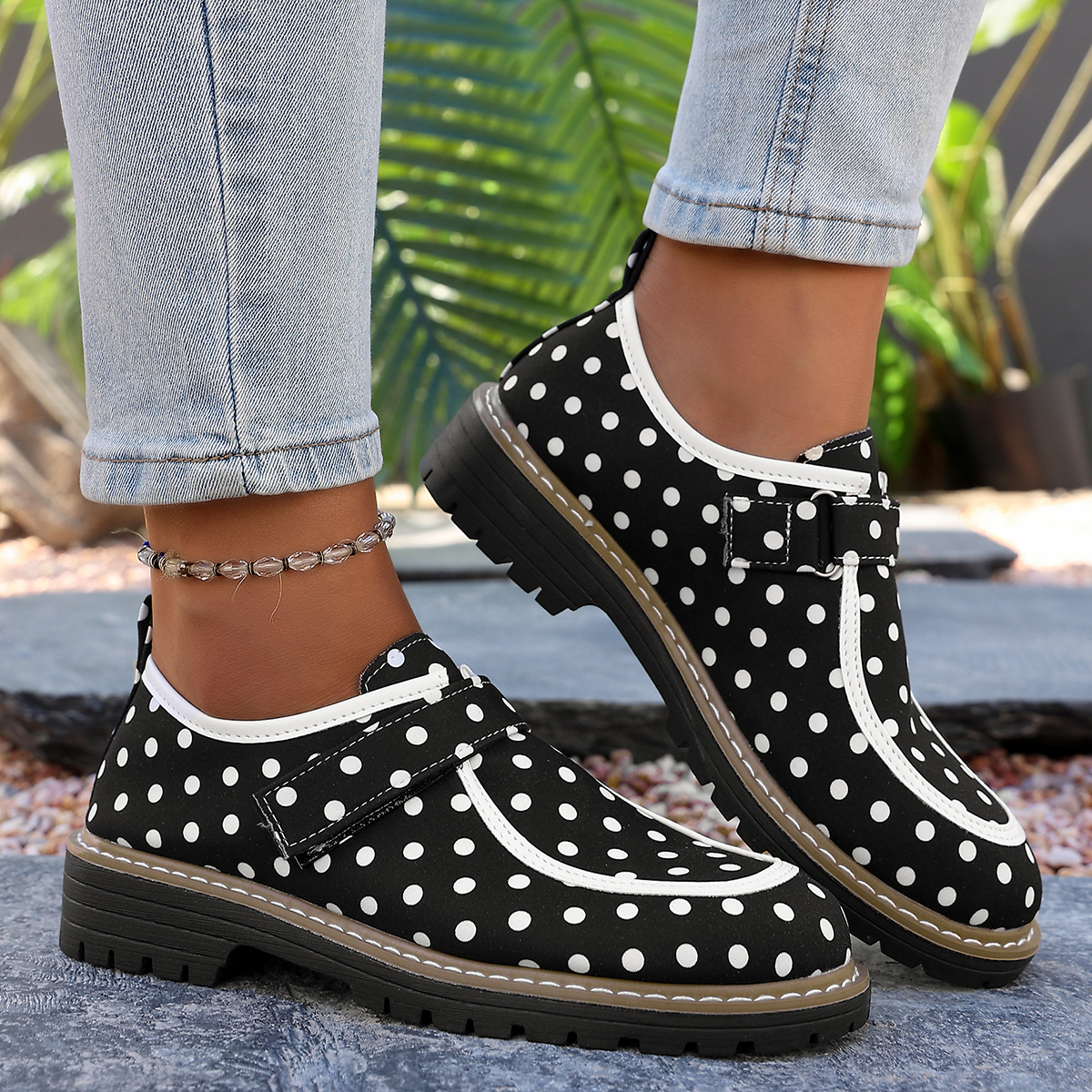 Velcro Hook Loop - Women's Large Size Fashionable Polka Dot