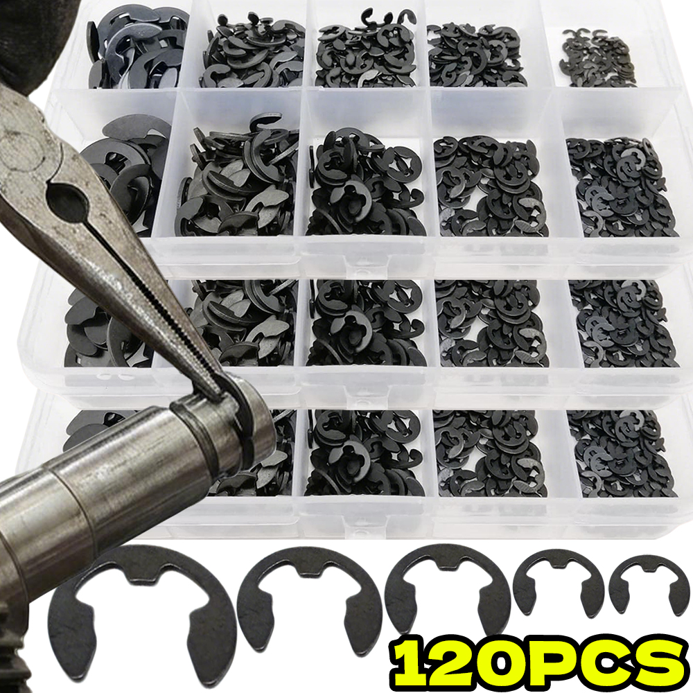Snap Fastener Set - 120pcs Set M1.5-M10 Black E Clip