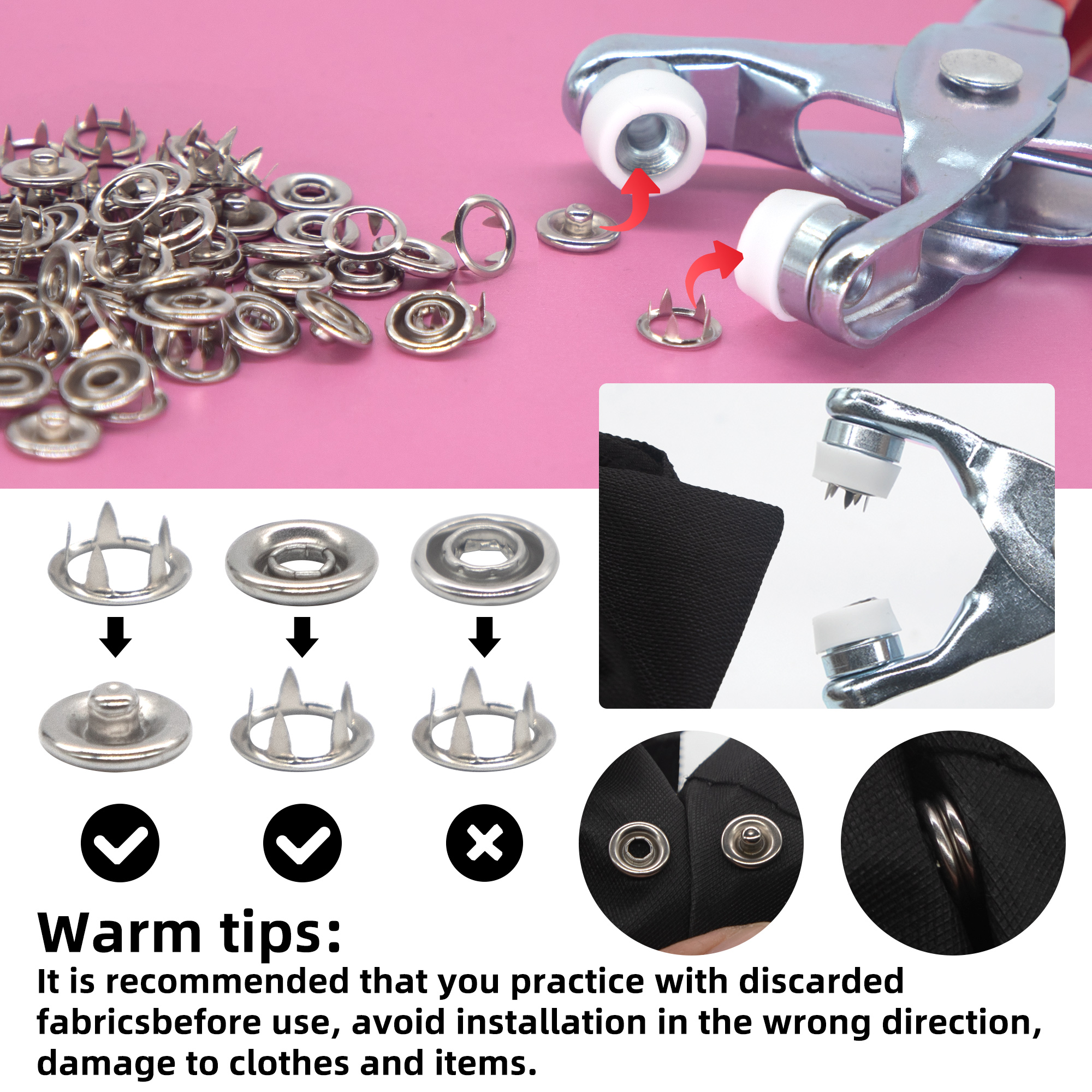 50 Sets Snap Fasteners Kit Too - Snap Fastener Set บทวิจารณ์และราคา