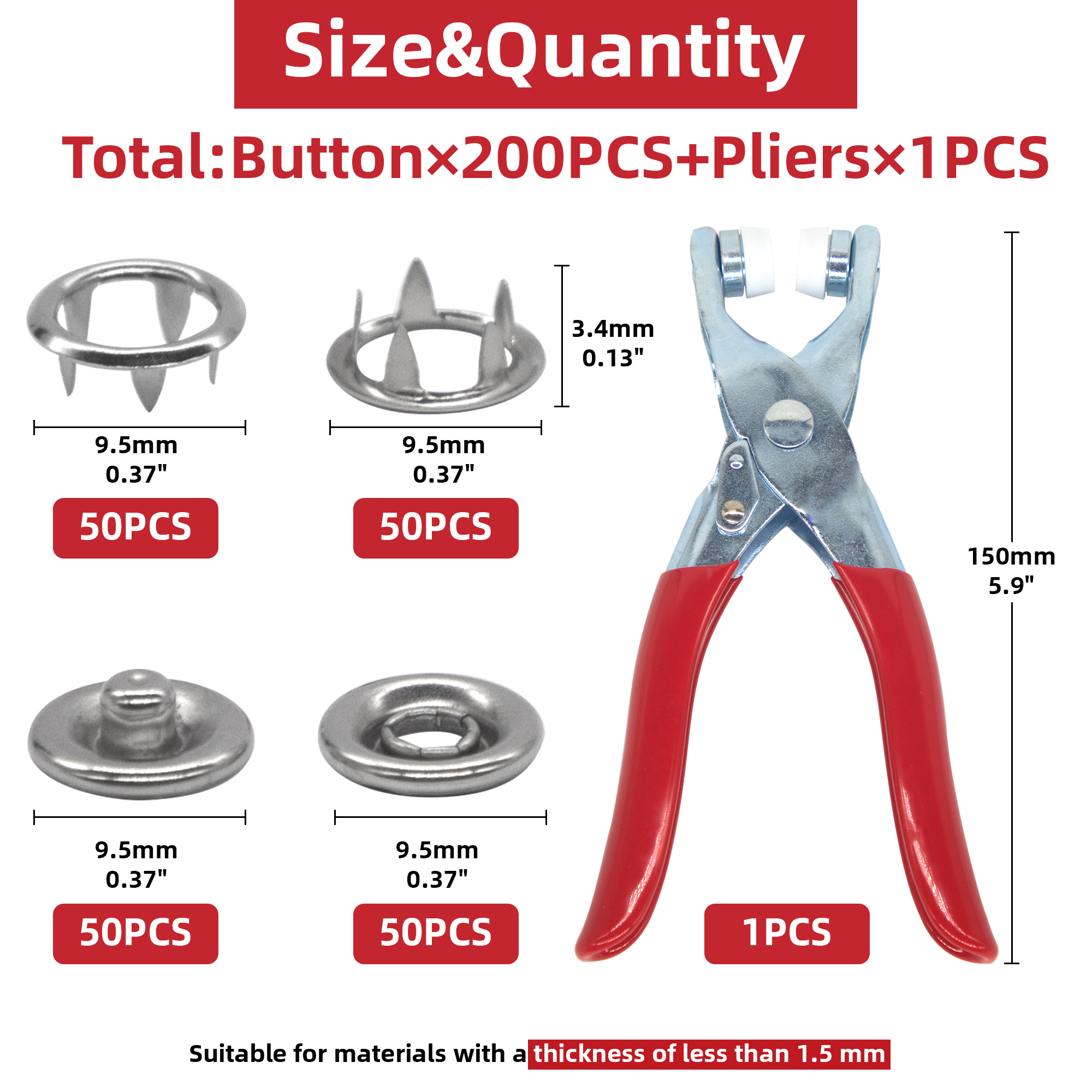 50 Sets Snap Fasteners Kit Too - Snap Fastener Set บทวิจารณ์และราคา
