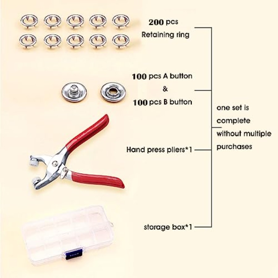 100 Sets Metal Snaps Buttons w - Snap Fastener Set บทวิจารณ์และราคา