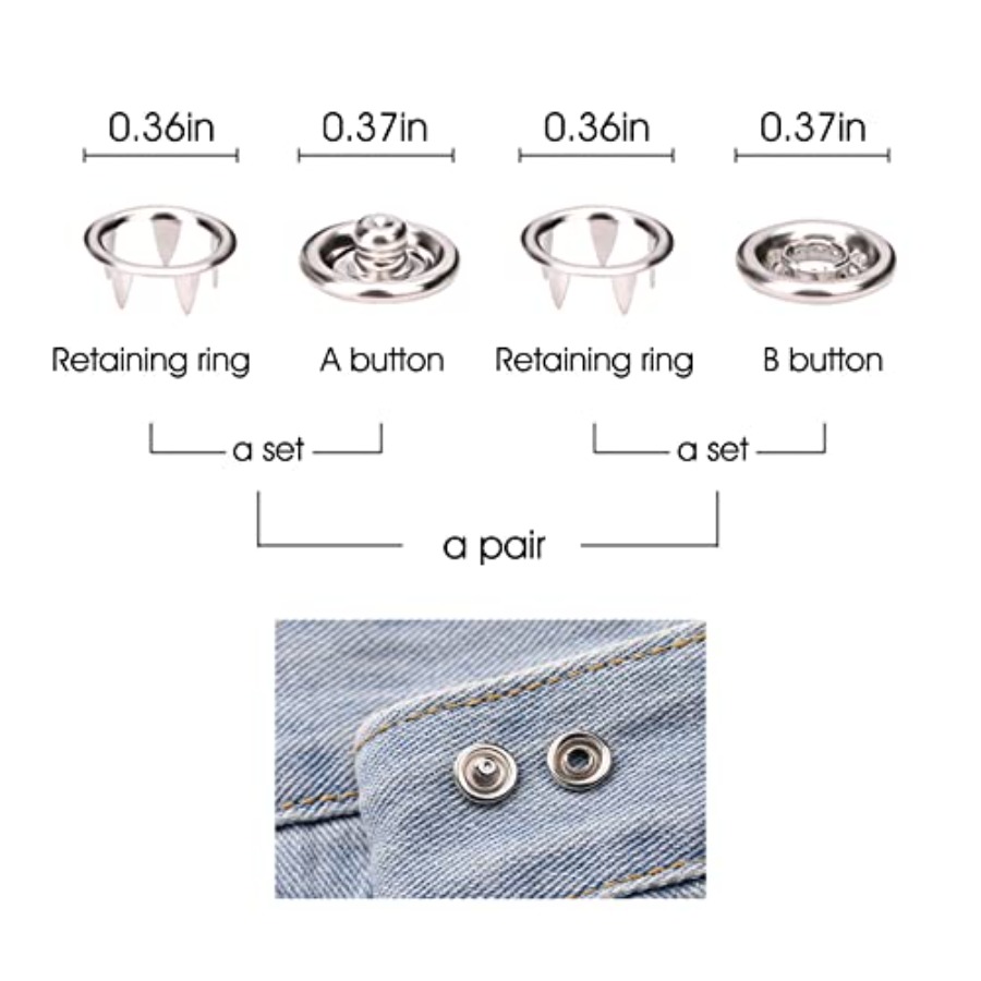 100 Sets Metal Snaps Buttons w - Snap Fastener Set บทวิจารณ์และราคา